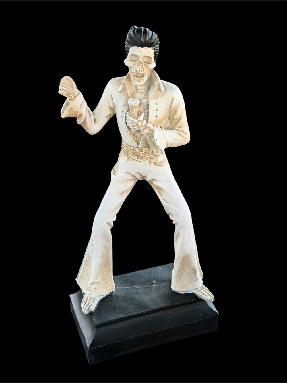 Elvis Presley 18β Halloween Skeleton Figurine Performing w/ Bone Microphone